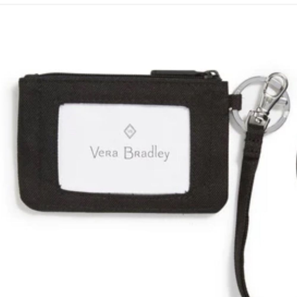 Vera Bradley Black Lighten Up Zip ID & Lanyard in Recycled Polyester - Picture 2 of 8